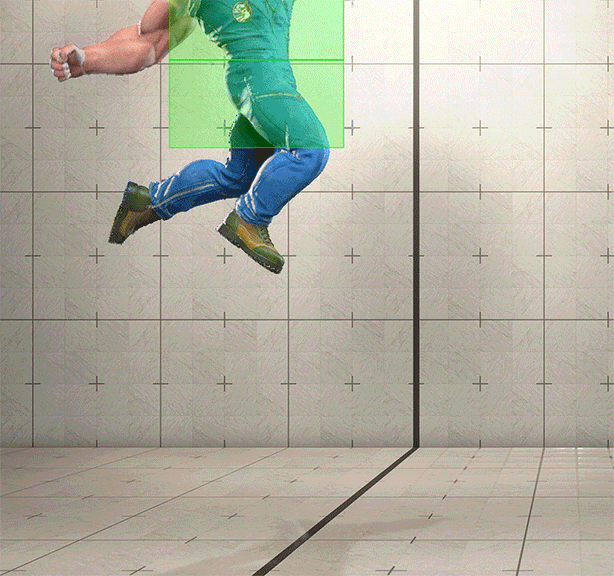 ジャンプ弱K (ジャンピングニーアタック) ヒットボックス