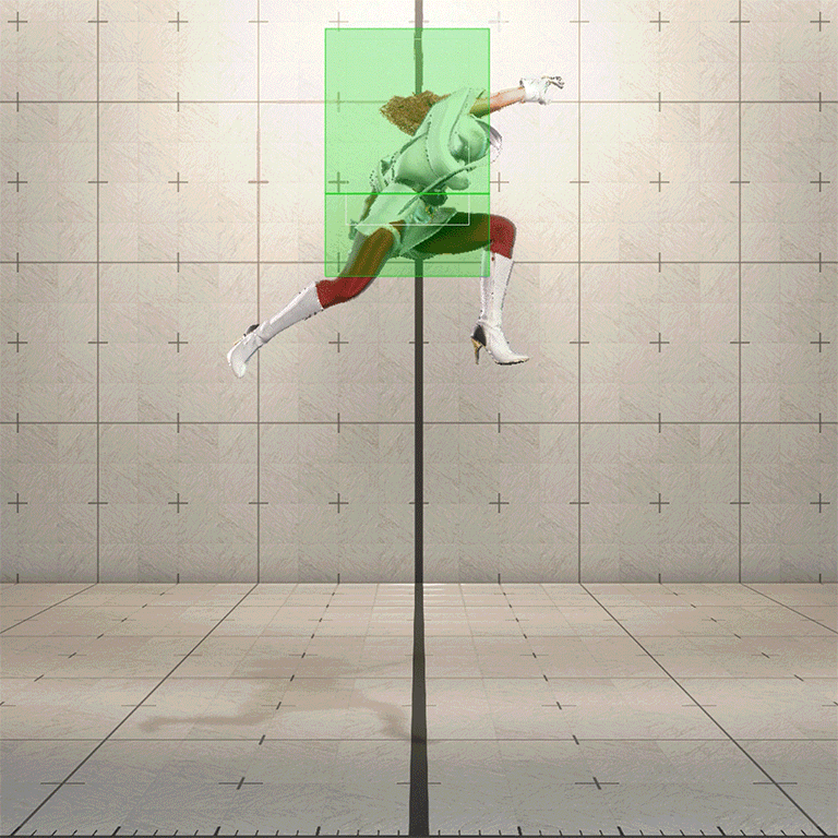 ジャンプ強K(エアリアルクラッシュニー) ヒットボックス