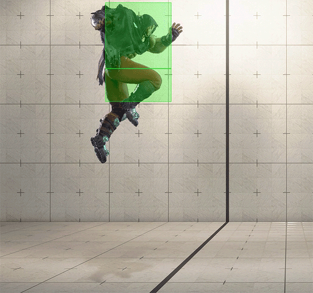 ジャンプ中K(ニーミサイル) ヒットボックス